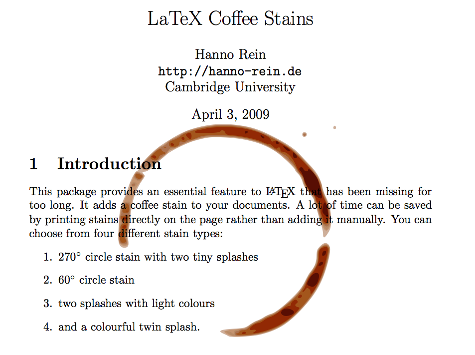 document packages latex